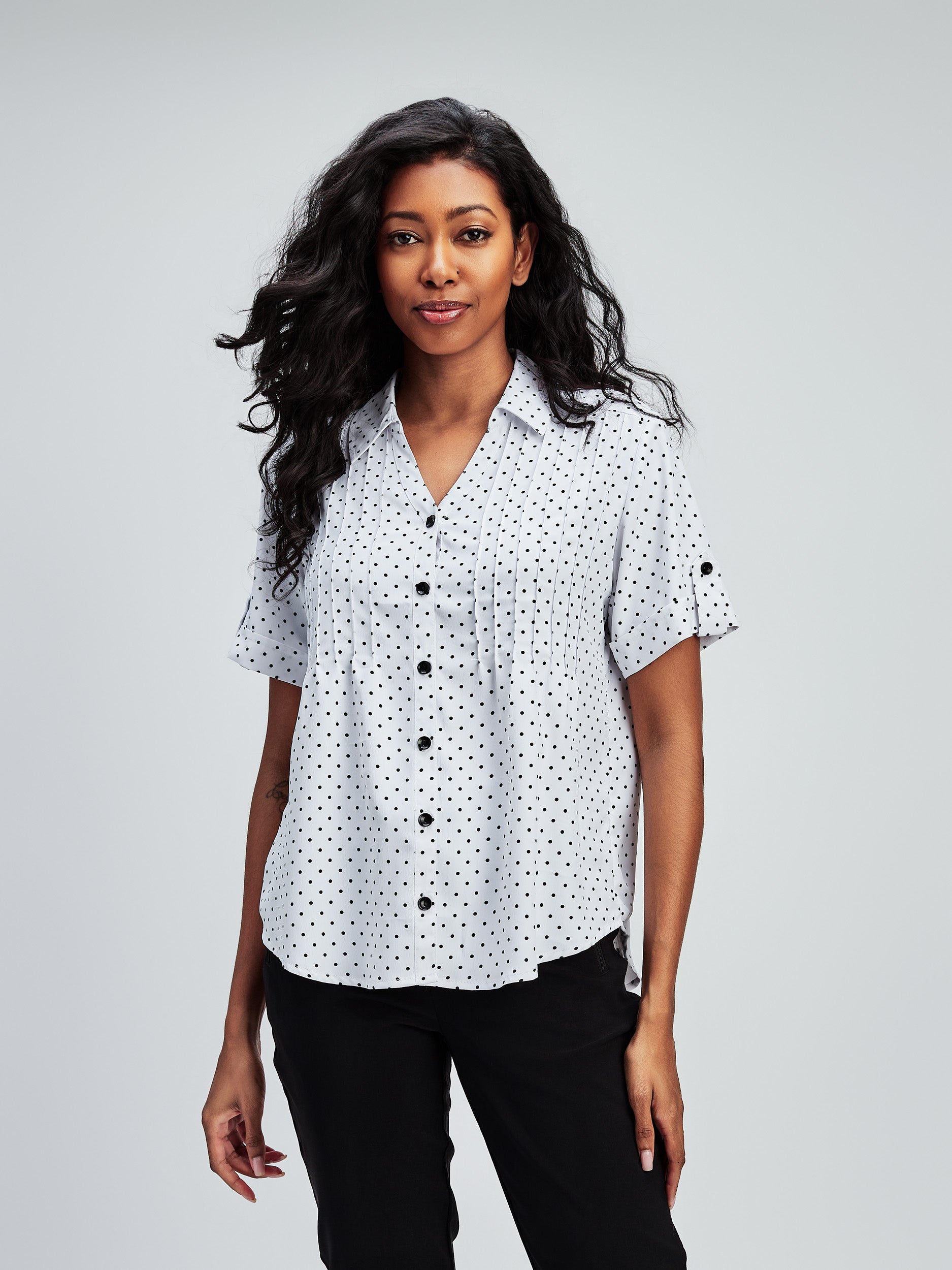 Blouse Unie Coupe Ample Manches Courtes