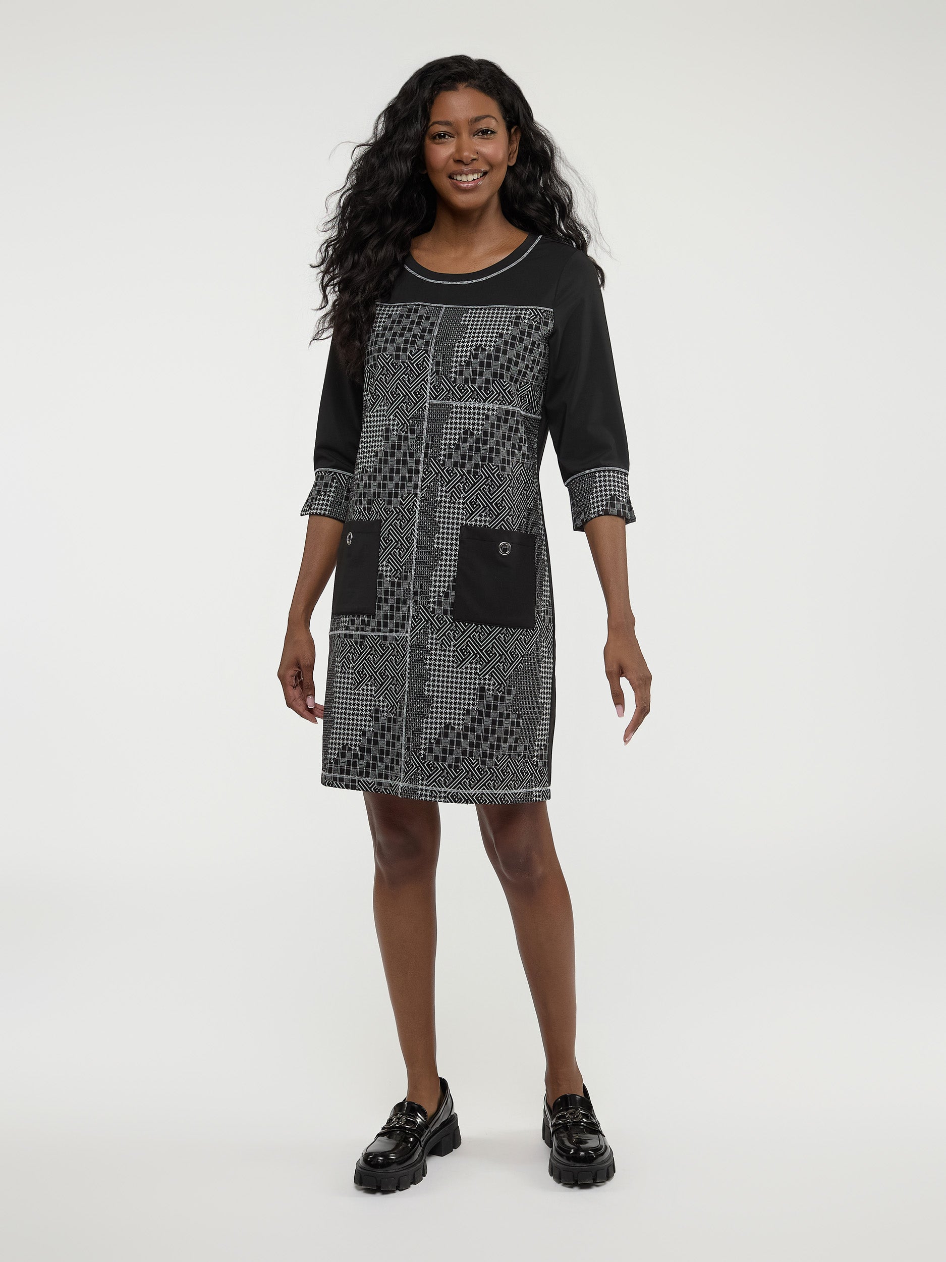 Robe PROMOD En Laine Avec Empiècement Simili Cuir Noir - Taille 38 - Occasion Très Bon état
