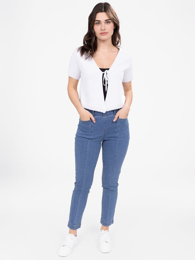 Short-sleeve semi-fitted open sweater cardigan – Le Grenier