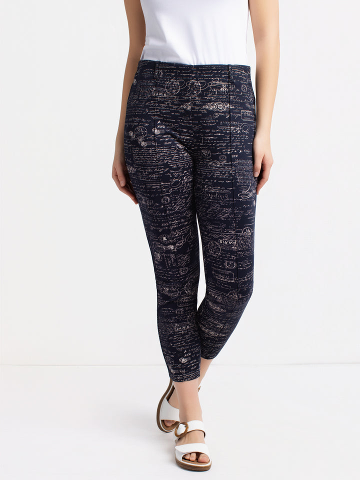 Legging capri fleuri avec détail tressé, tissu responsable Legging capri fleuri avec détail tressé, tissu responsable