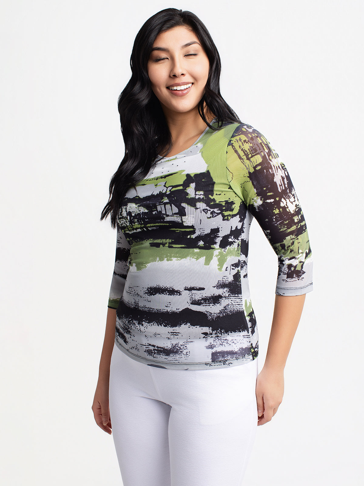 T-shirt semi-ajusté à manches 3/4