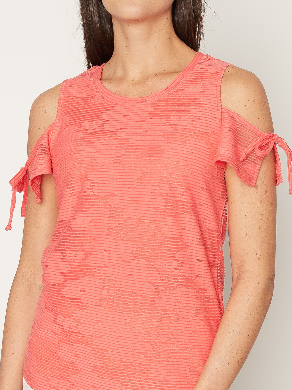 Off-shoulder top with drawstrings
