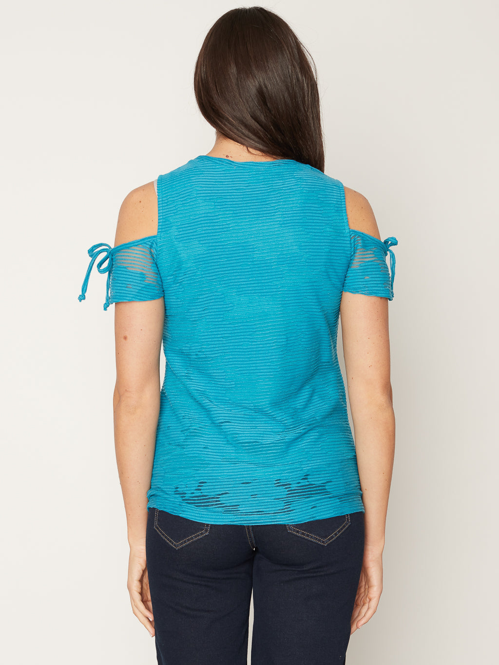 Off-shoulder top with drawstrings